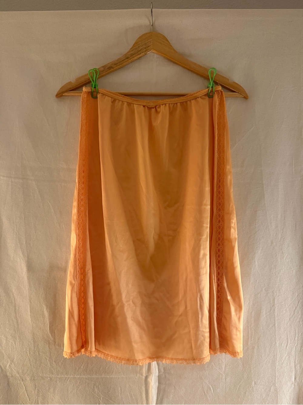 Women's Hand Dyed Peach Half Slip with Lace Trim
